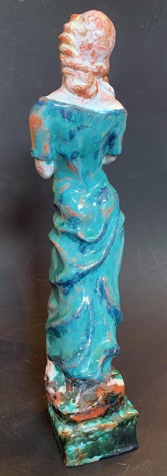 "Mother and Child, " Brilliantly-Glazed Ceramic Sculpture by Wiener Werkstätte