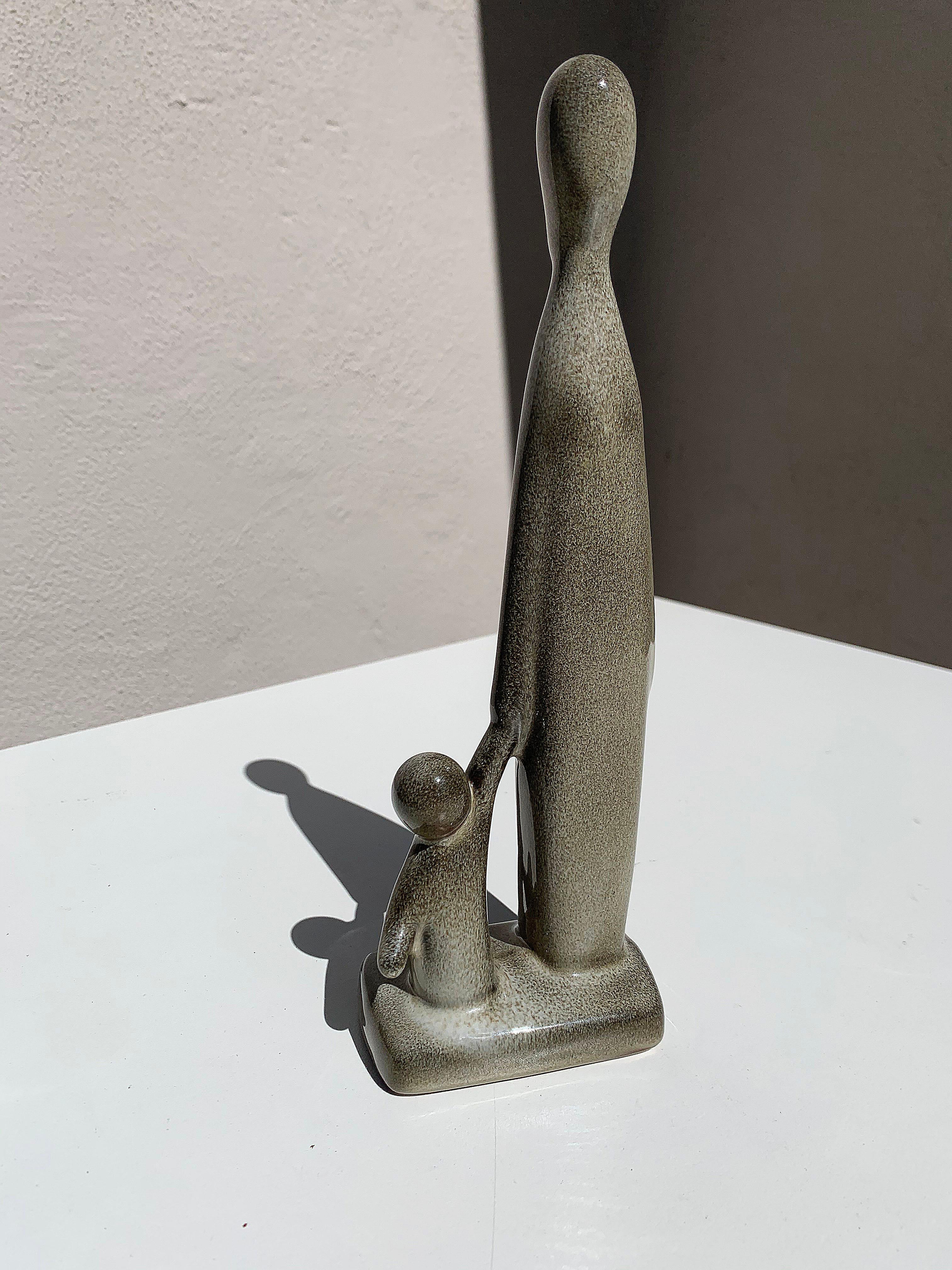 North American Mother and Child Ceramic Sculpture by Howard Pierce