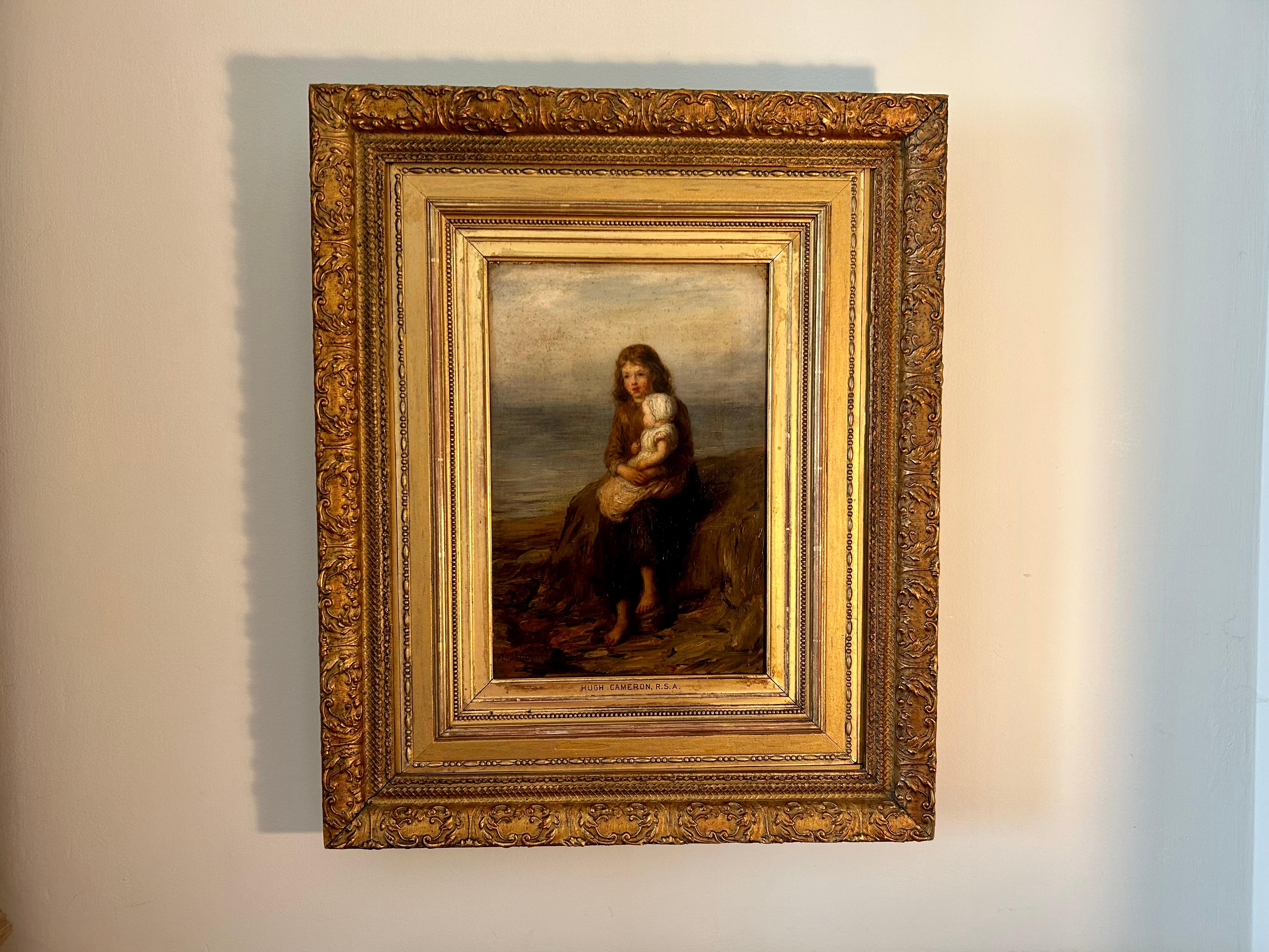 Romantique Mère et enfant, Hugh Cameron, écossais, 1835-1918, huile sur toile en vente