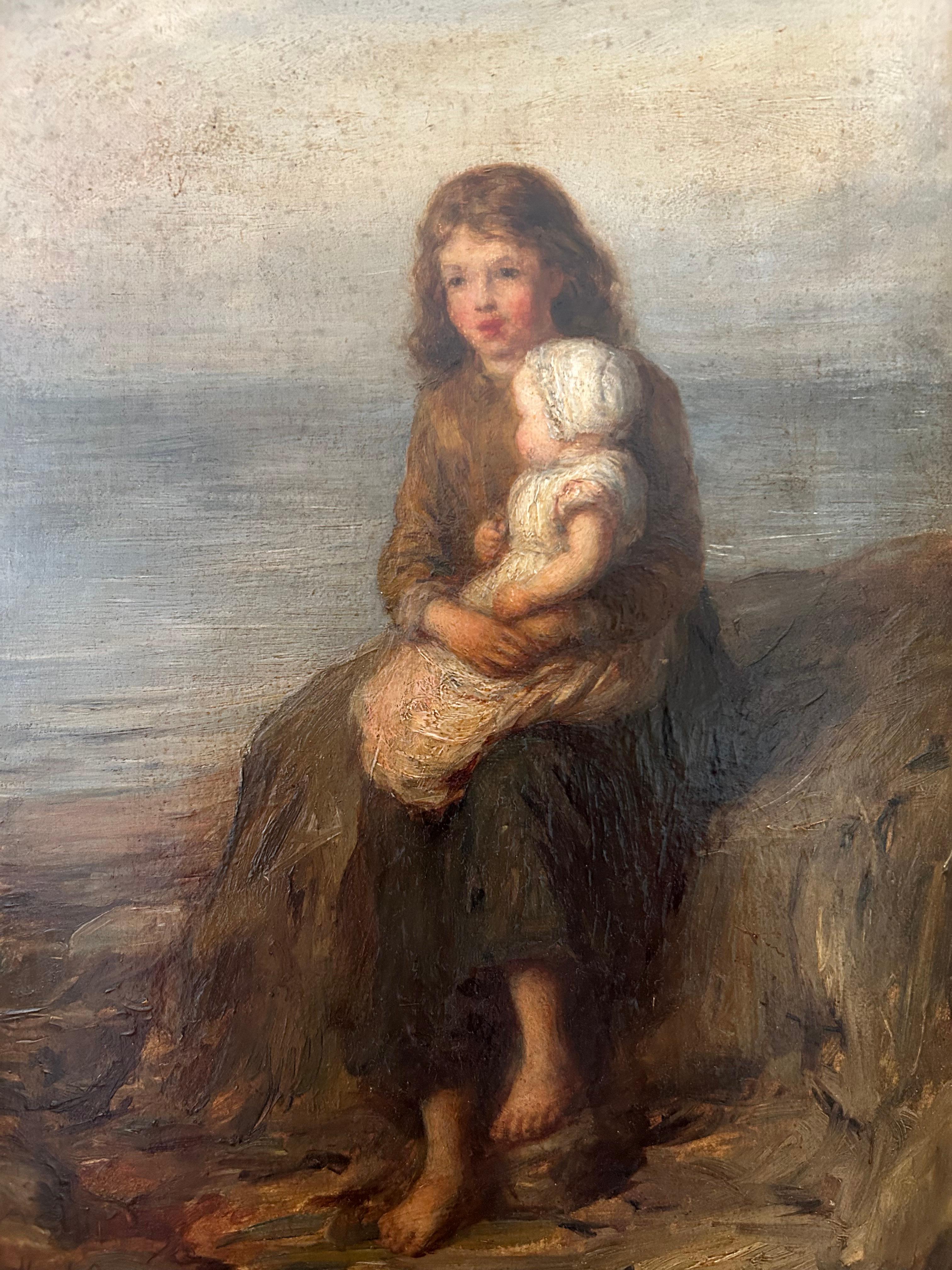 Mutter und Kind, Hugh Cameron, Schottland, 1835-1918, Öl auf Leinwand (Schottisch) im Angebot