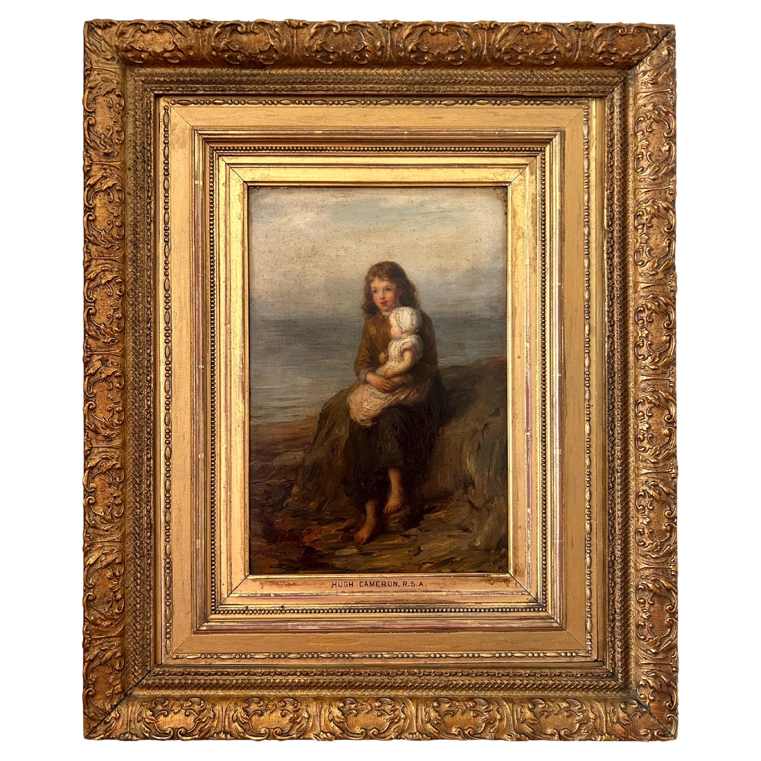 Mère et enfant, Hugh Cameron, écossais, 1835-1918, huile sur toile en vente
