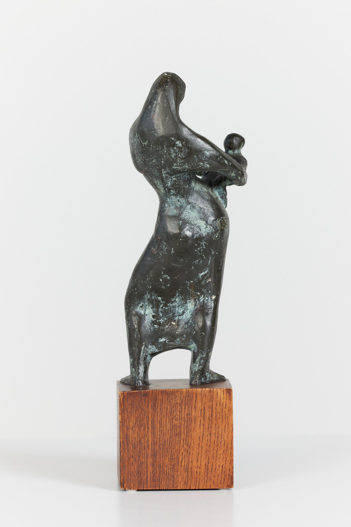 20th Century Mother and Child Mounted Sculpture