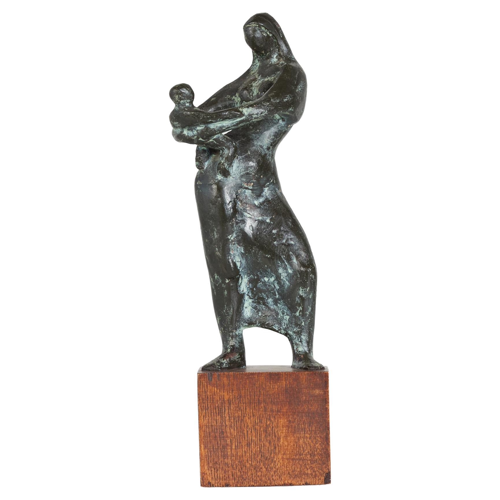 Mother and Child Mounted Sculpture