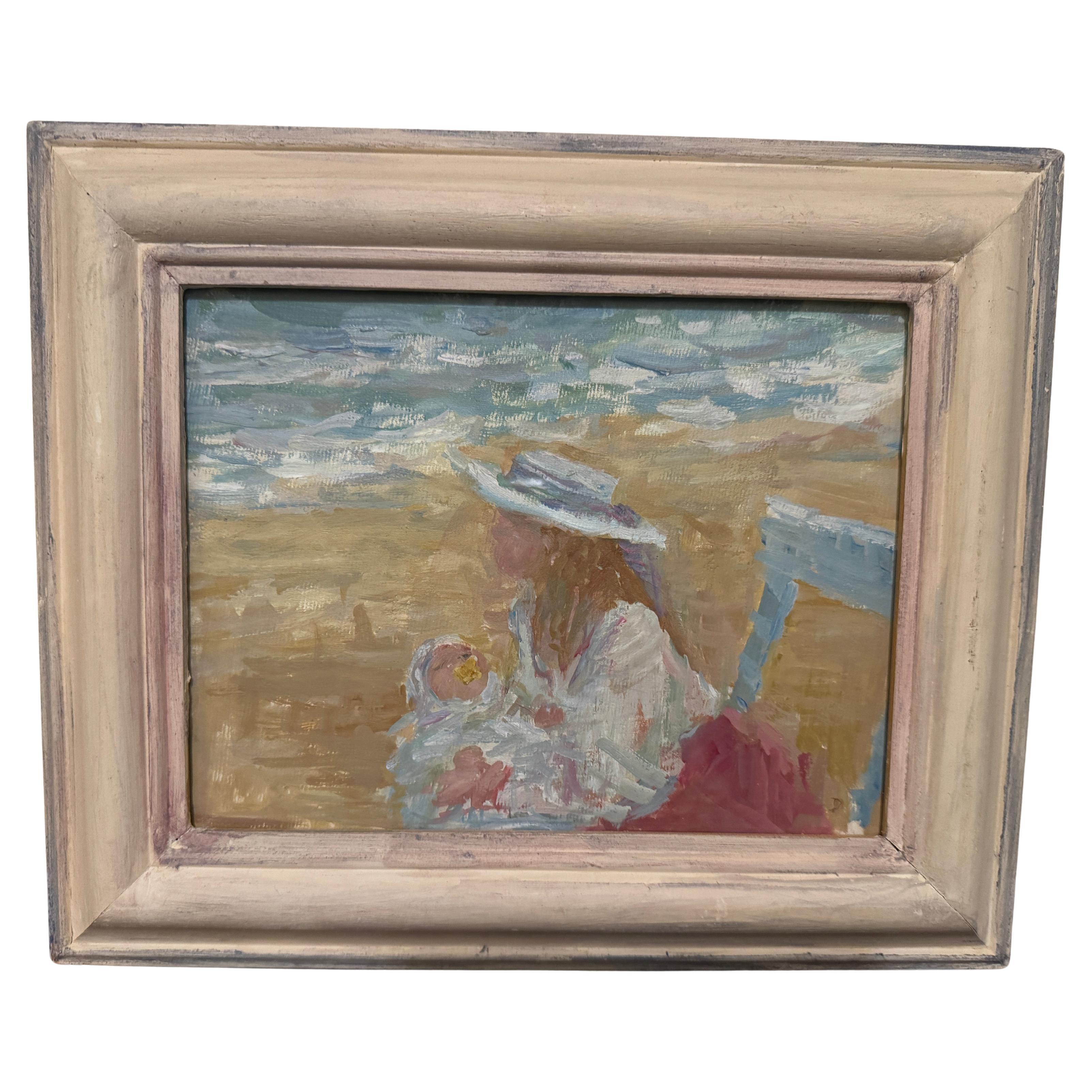 Mutter und Kind am Strand" von Deidre Daines (geb. 1950)