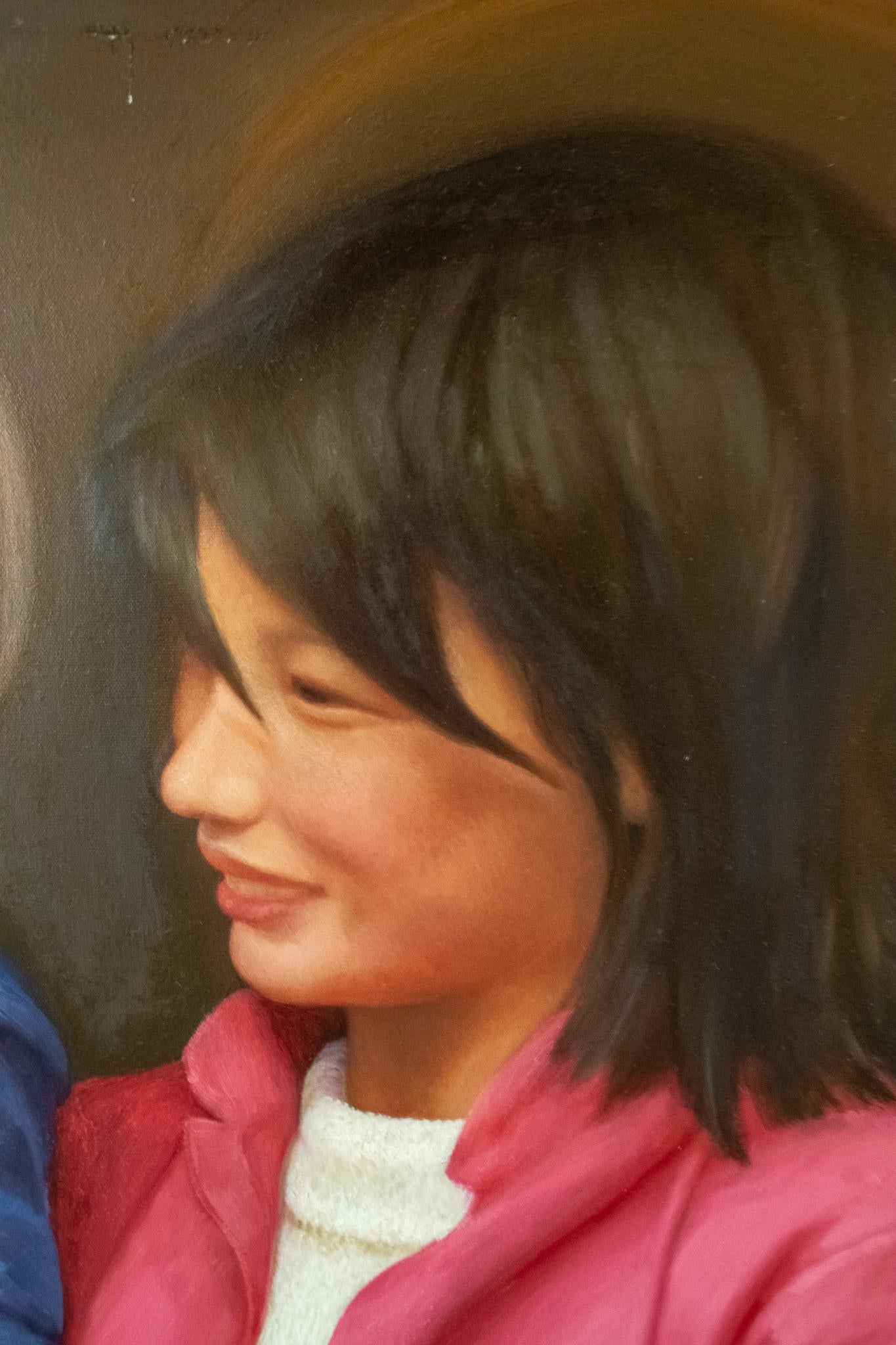 Porträt von Mutter und Kind, Ölgemälde des chinesischen Malers Yanzhou Xu (Geölt) im Angebot