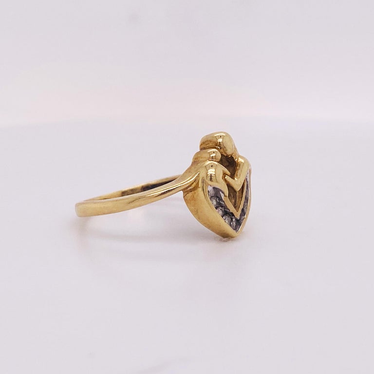 Mother and Child Ring Diamond Heart .10 Carats 10k Gold with