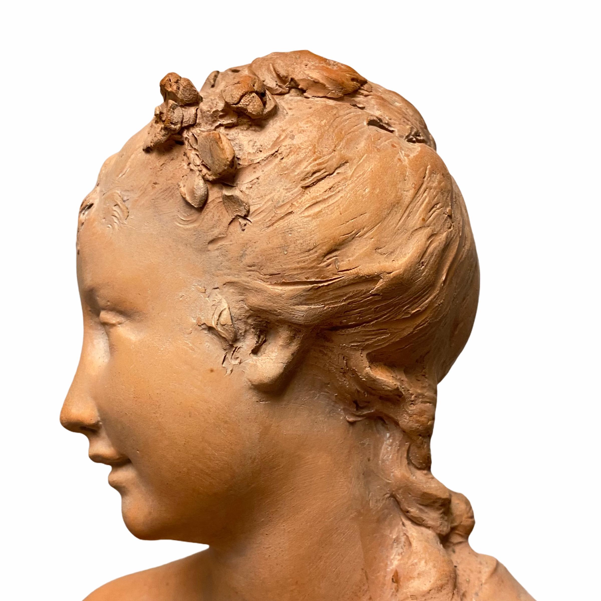 Scultura in terracotta con madre e figlio firmata Rougelet in vendita 5