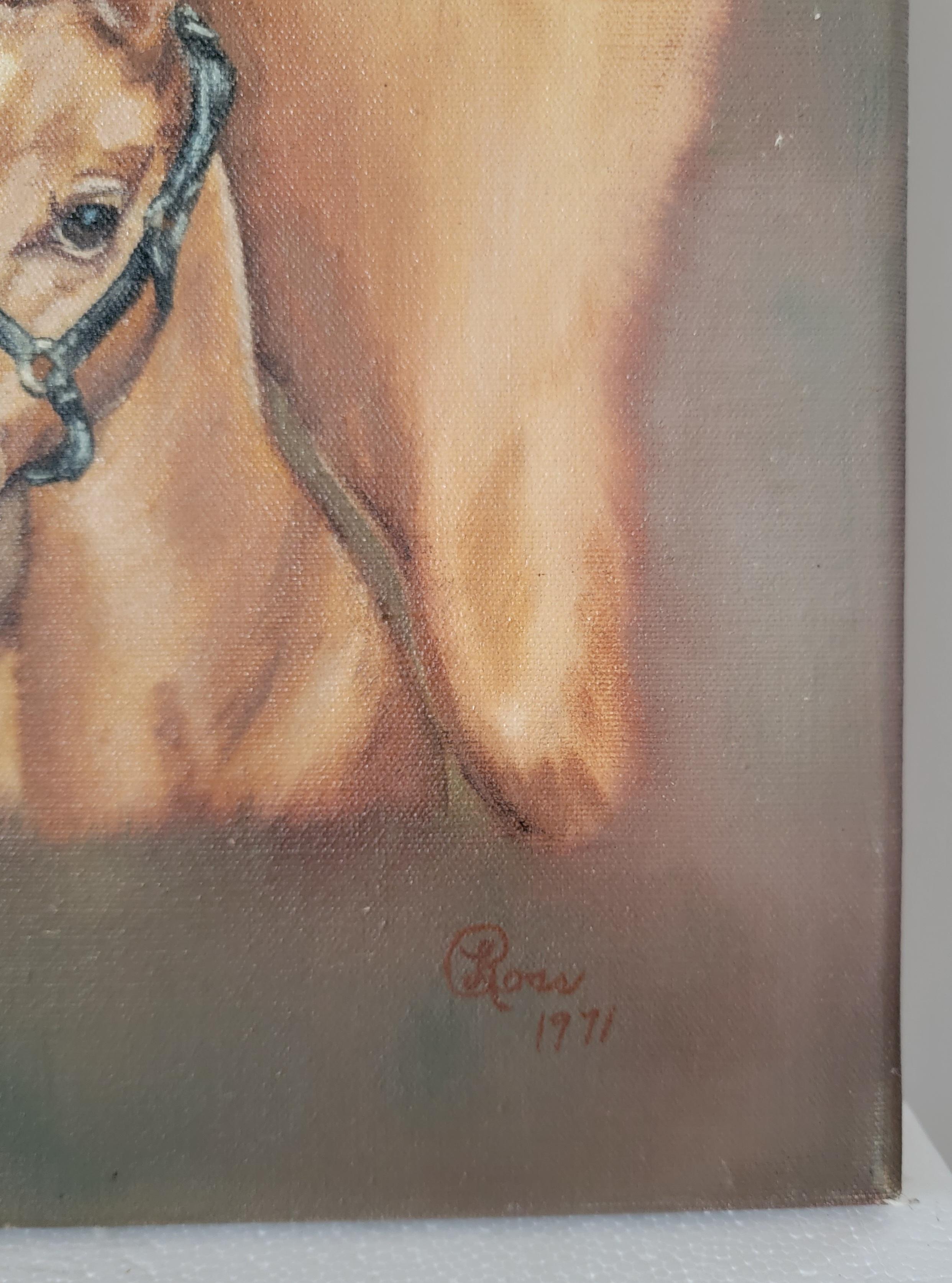 Dipinto a mano Quadro con madre e puledro in vendita