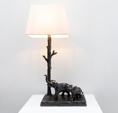 Table lamp - Mother & Baby Elephant - Cast