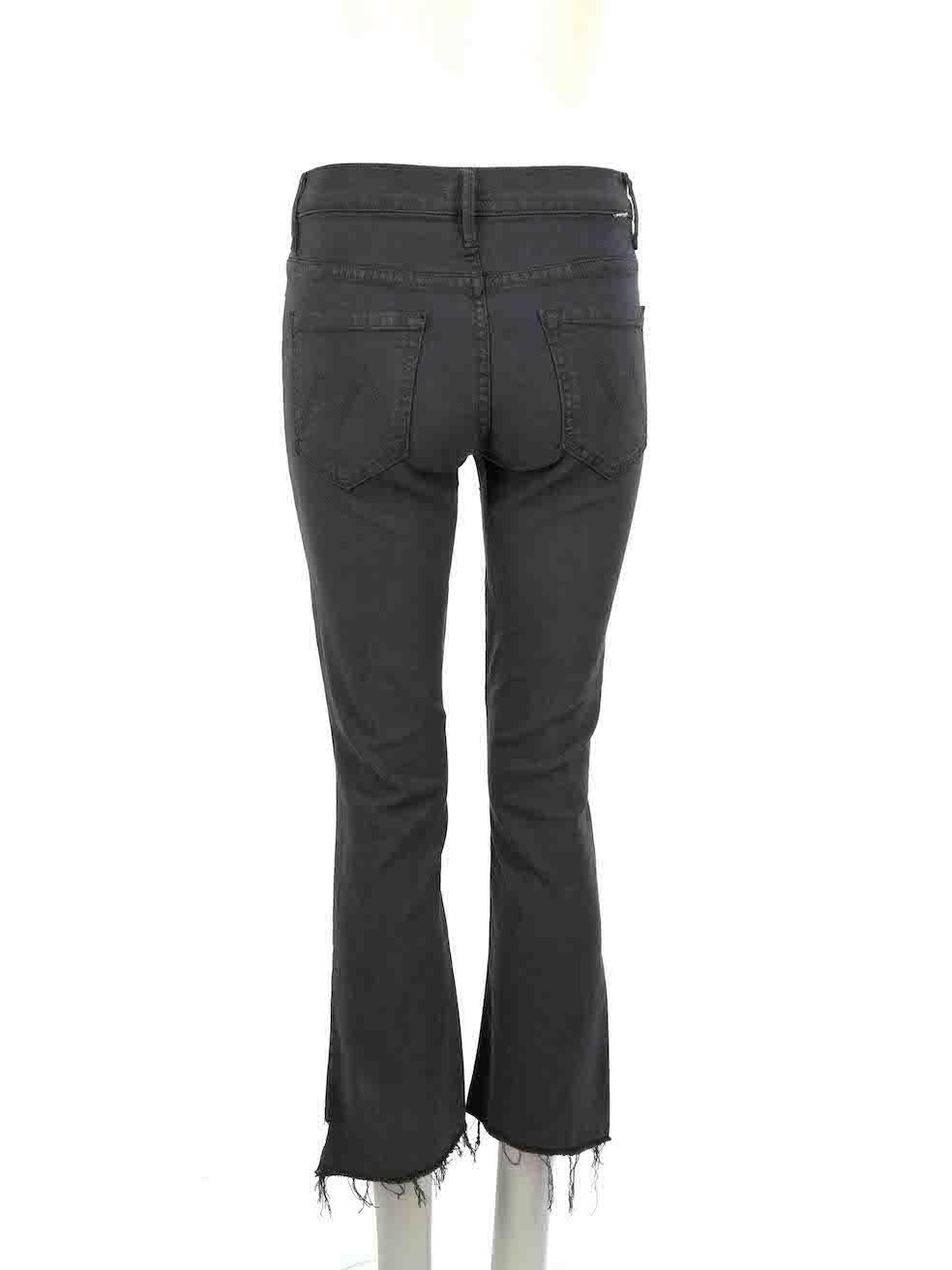 Mother Black High-Rise Raw Edge Cropped Jeans Size S In Excellent Condition For Sale In London, GB