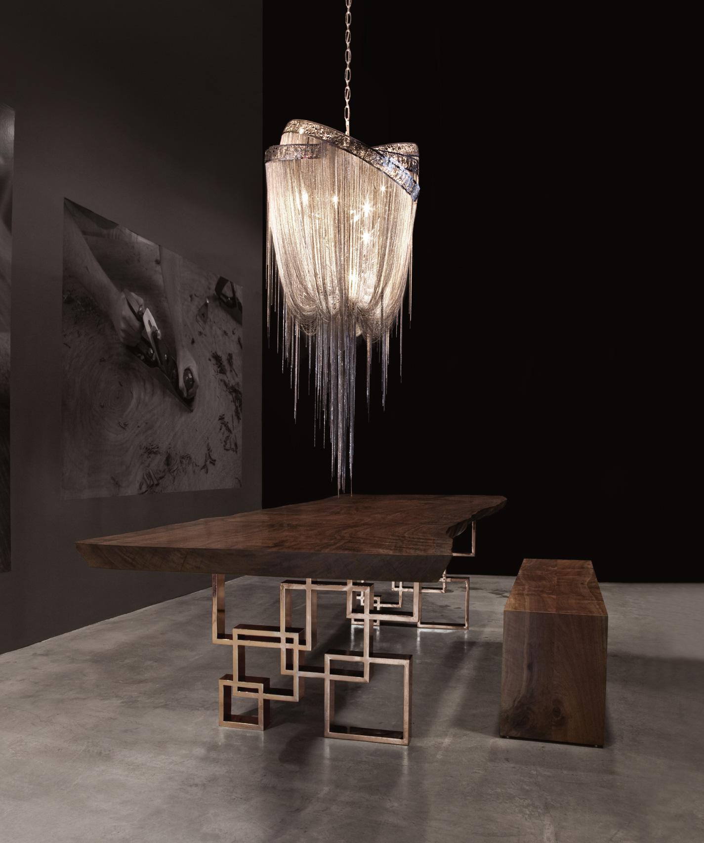 Polished Mother Chandelier:  Elegant, Draped Chandelier in Stainless Steel