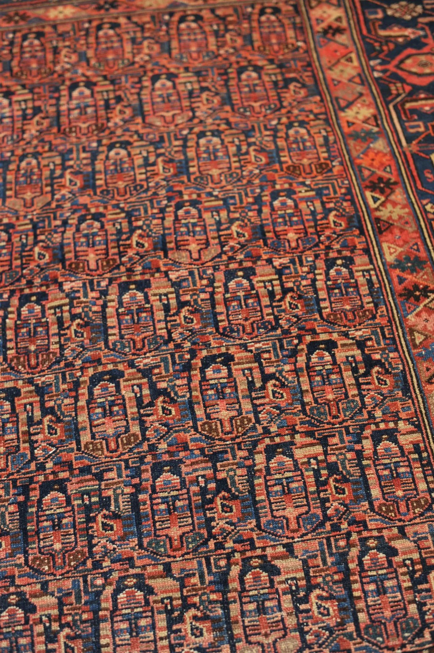 Early 20th Century Mother-Child Boteh Village Antique Malayer Rug For Sale