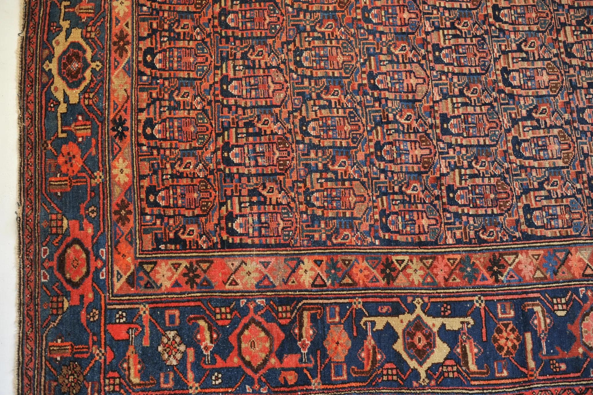 Wool Mother-Child Boteh Village Antique Malayer Rug For Sale