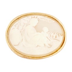 Mother & Child Cameo Brooch, 1950s