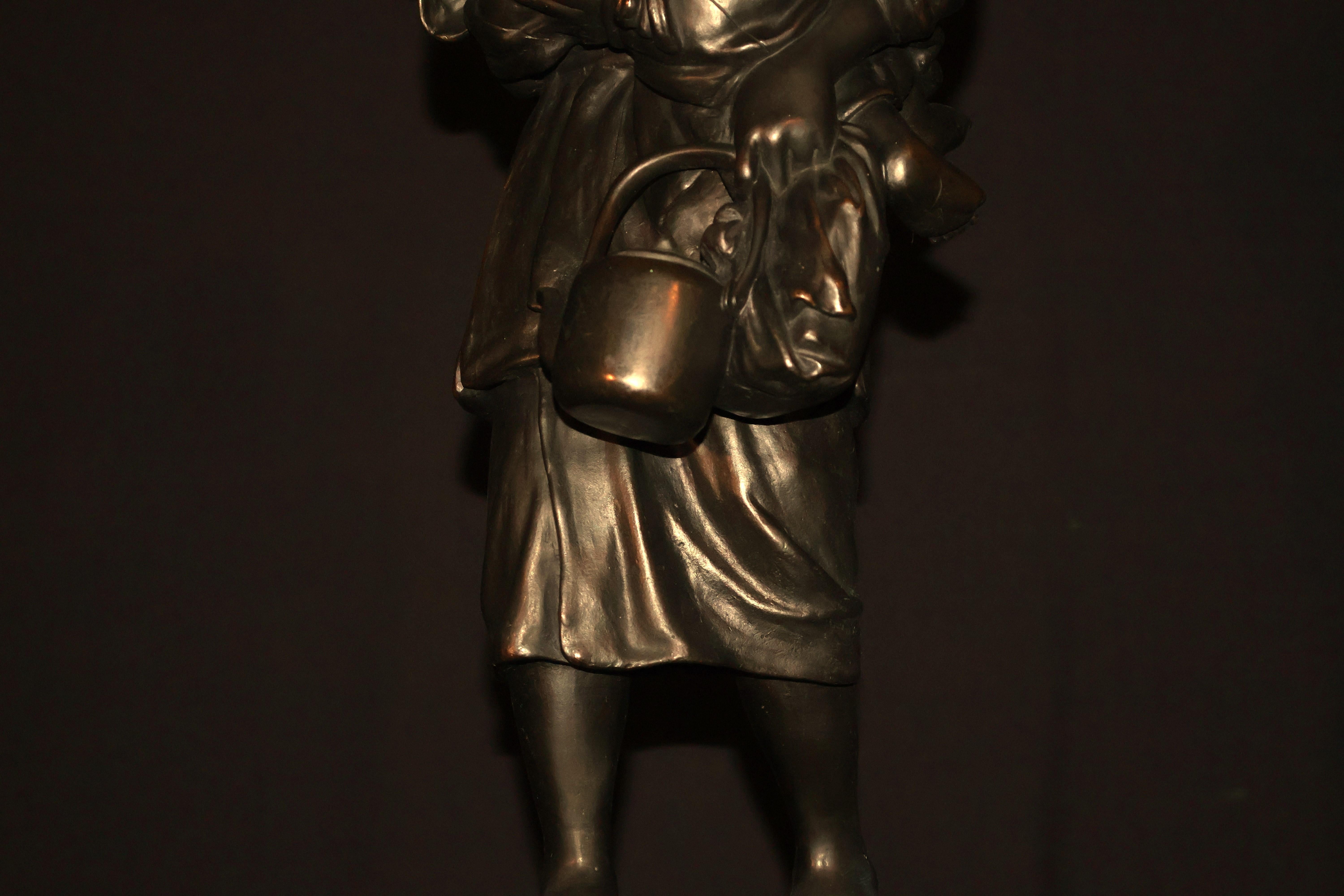 Mother & Child - Bronzo giapponese del periodo Meiji in vendita 1