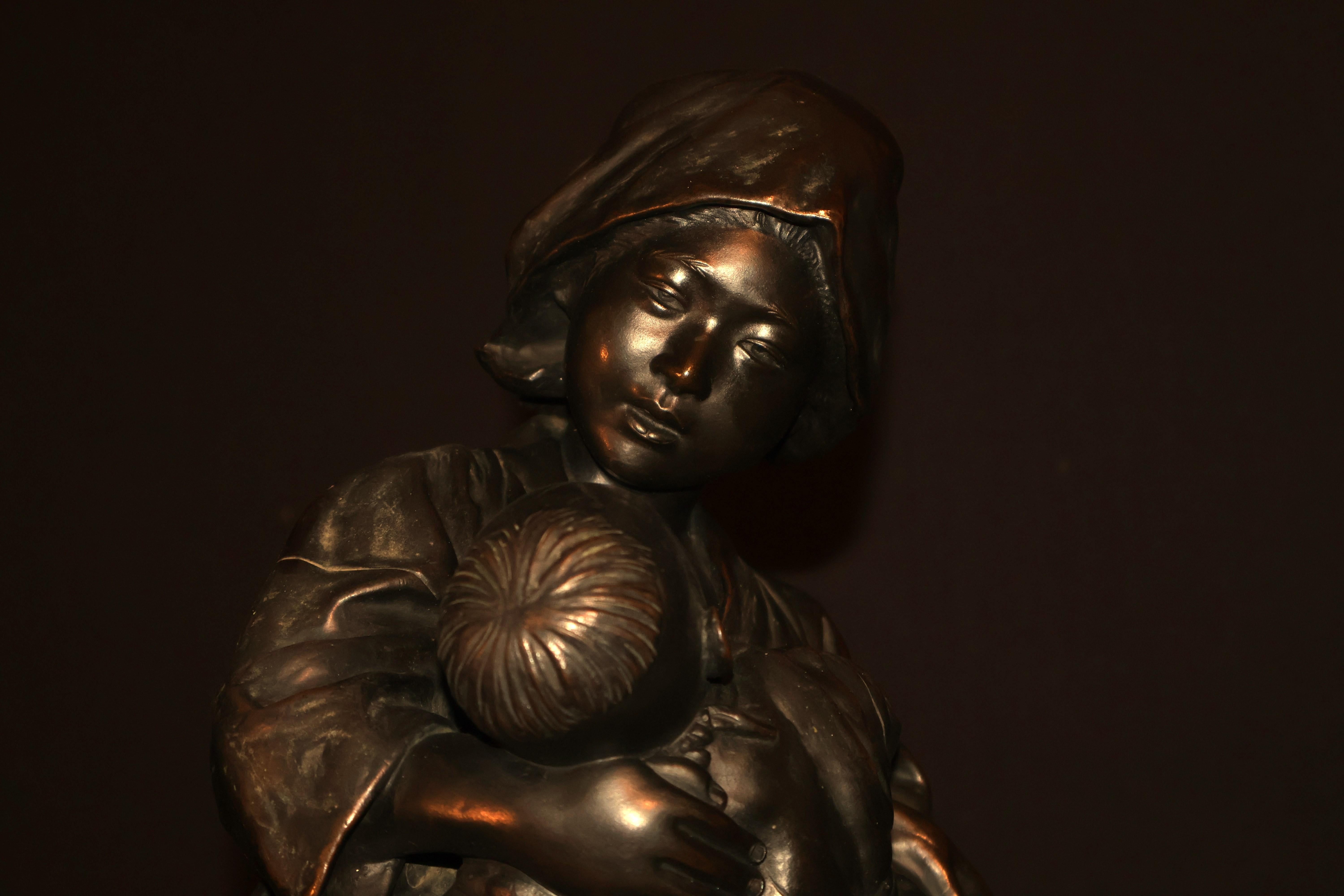 Mother & Child - Bronzo giapponese del periodo Meiji in vendita 7