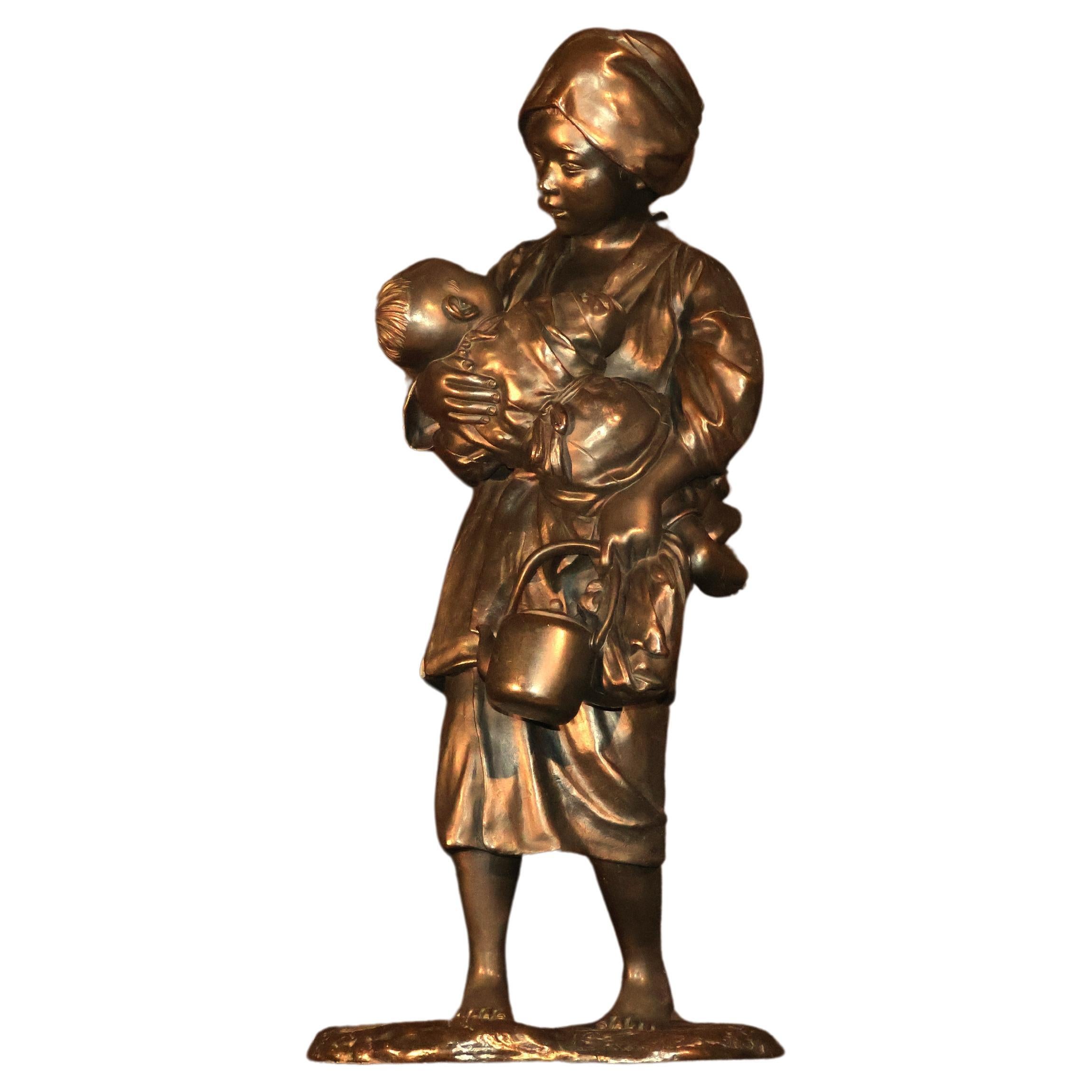 Madre & Child - Bronce Japonés Periodo Meiji