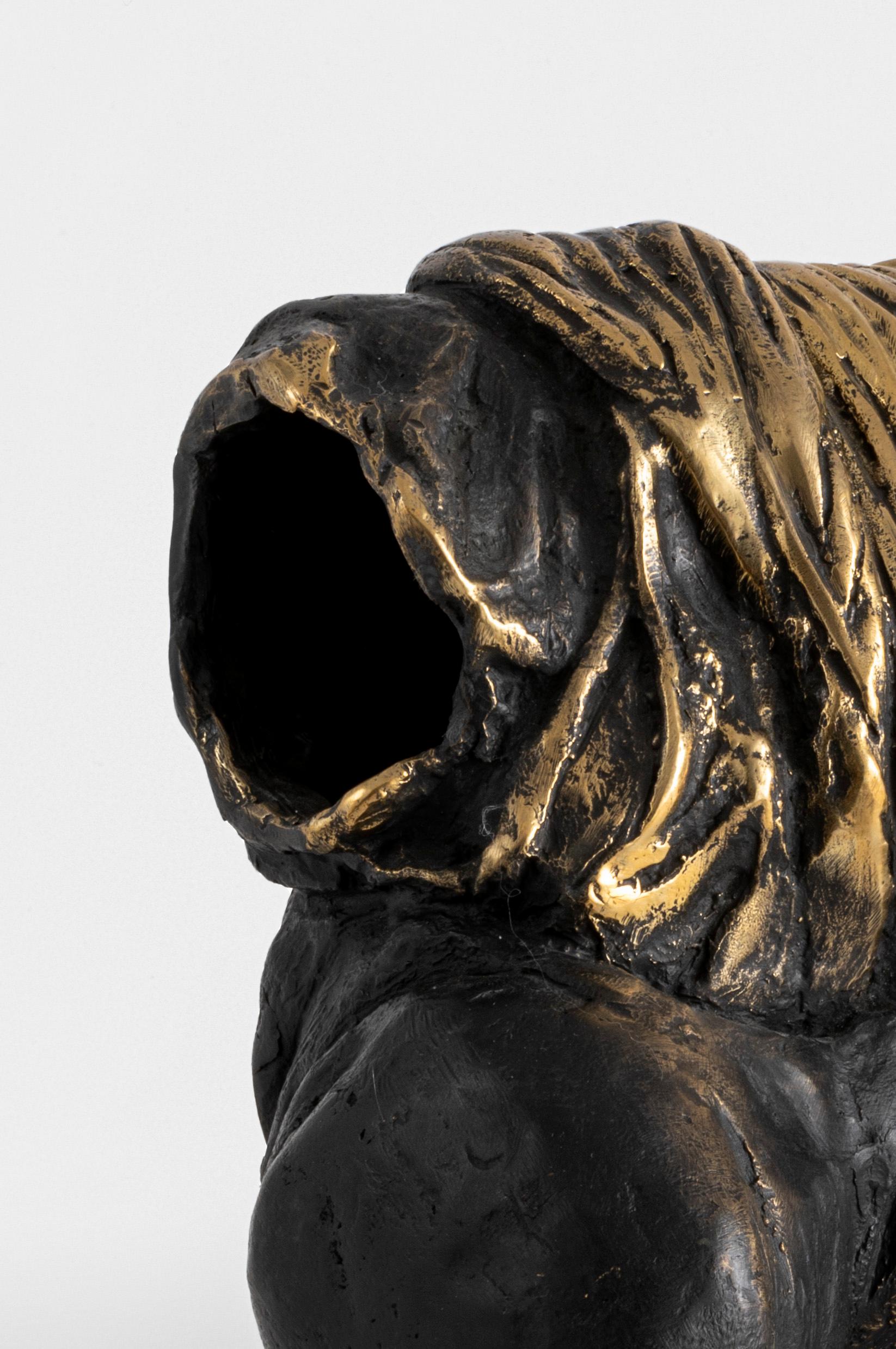 Modern Mother, contemporary sculpure in cast bronze, black patina For Sale