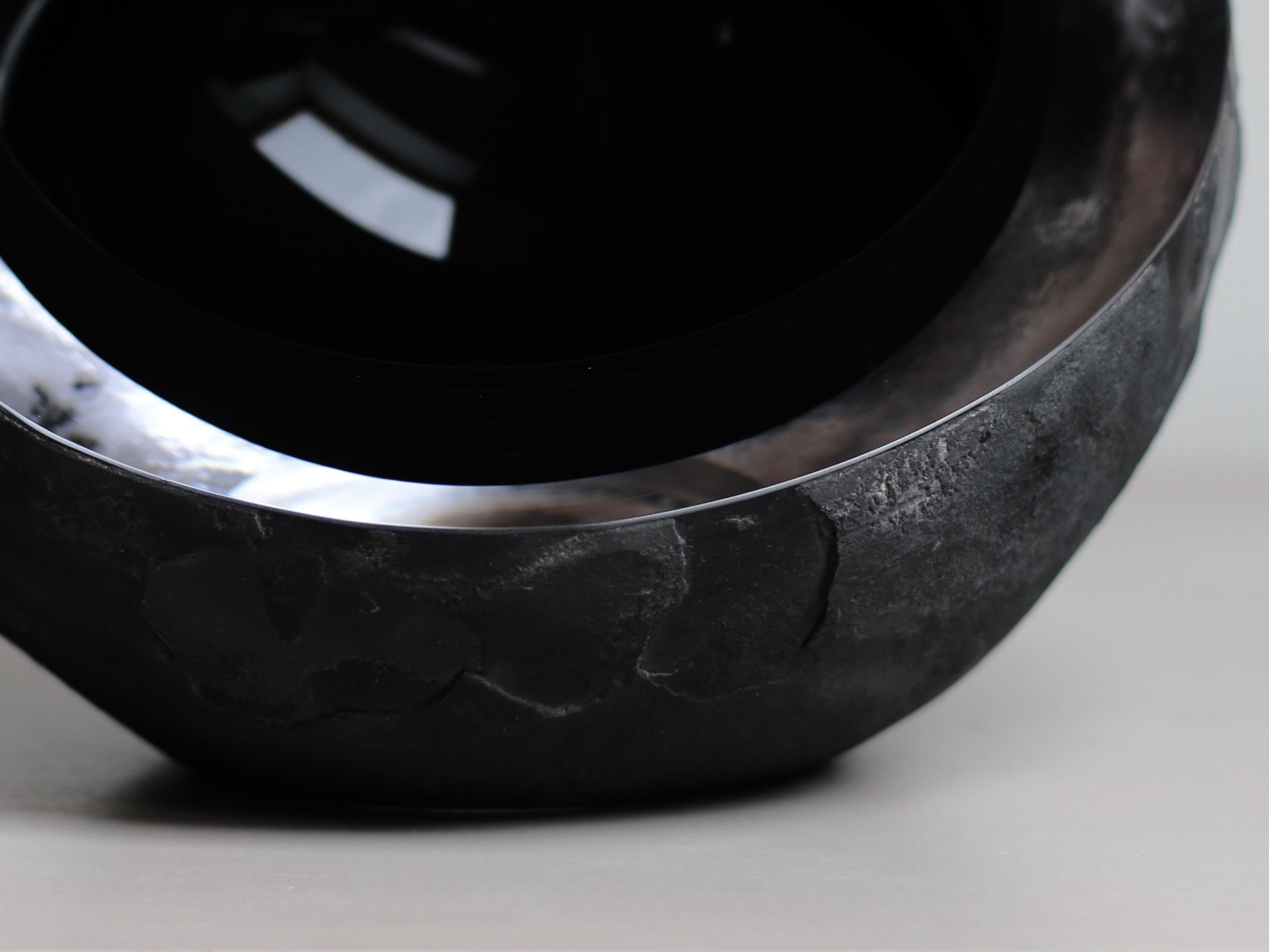 Baltic 'Mother Creation' Lava Black Glass Art Object  For Sale
