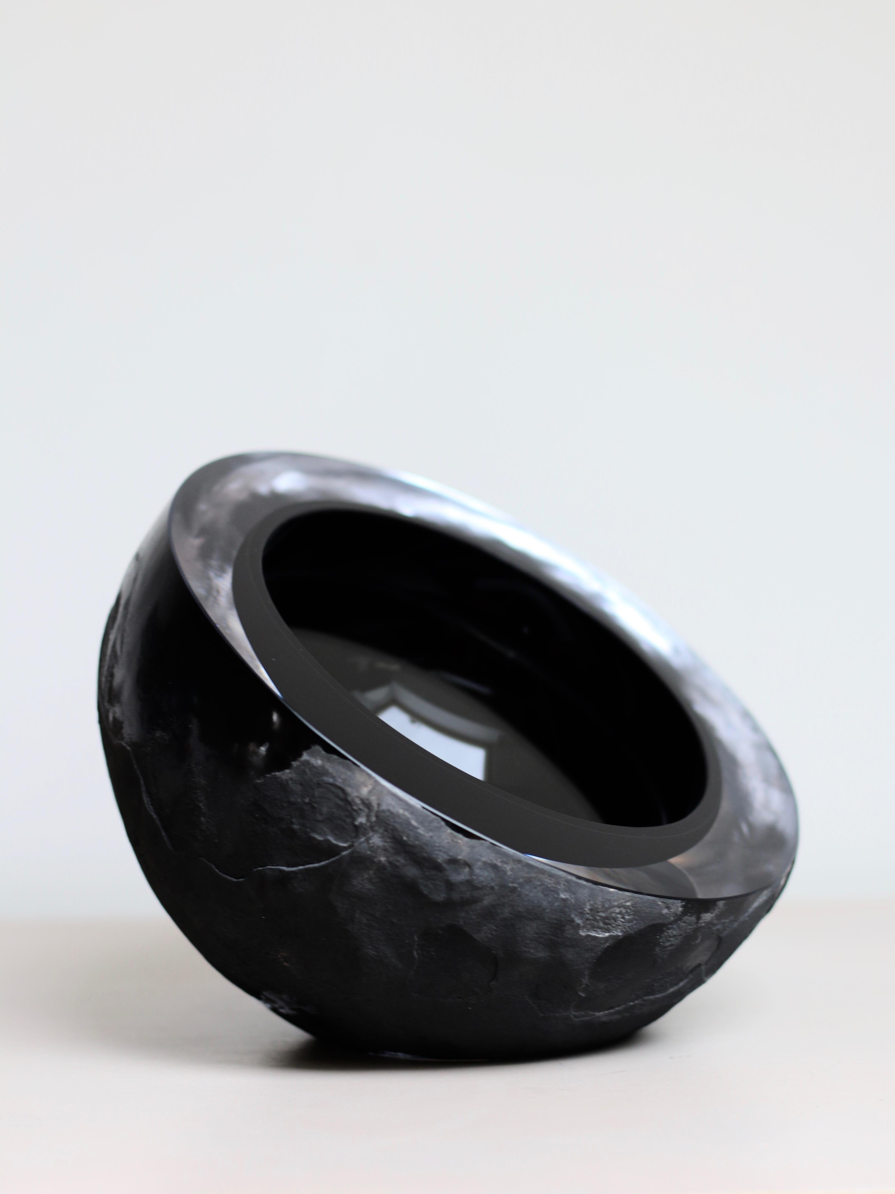 Hand-Crafted 'Mother Creation' Lava Black Glass Art Object  For Sale