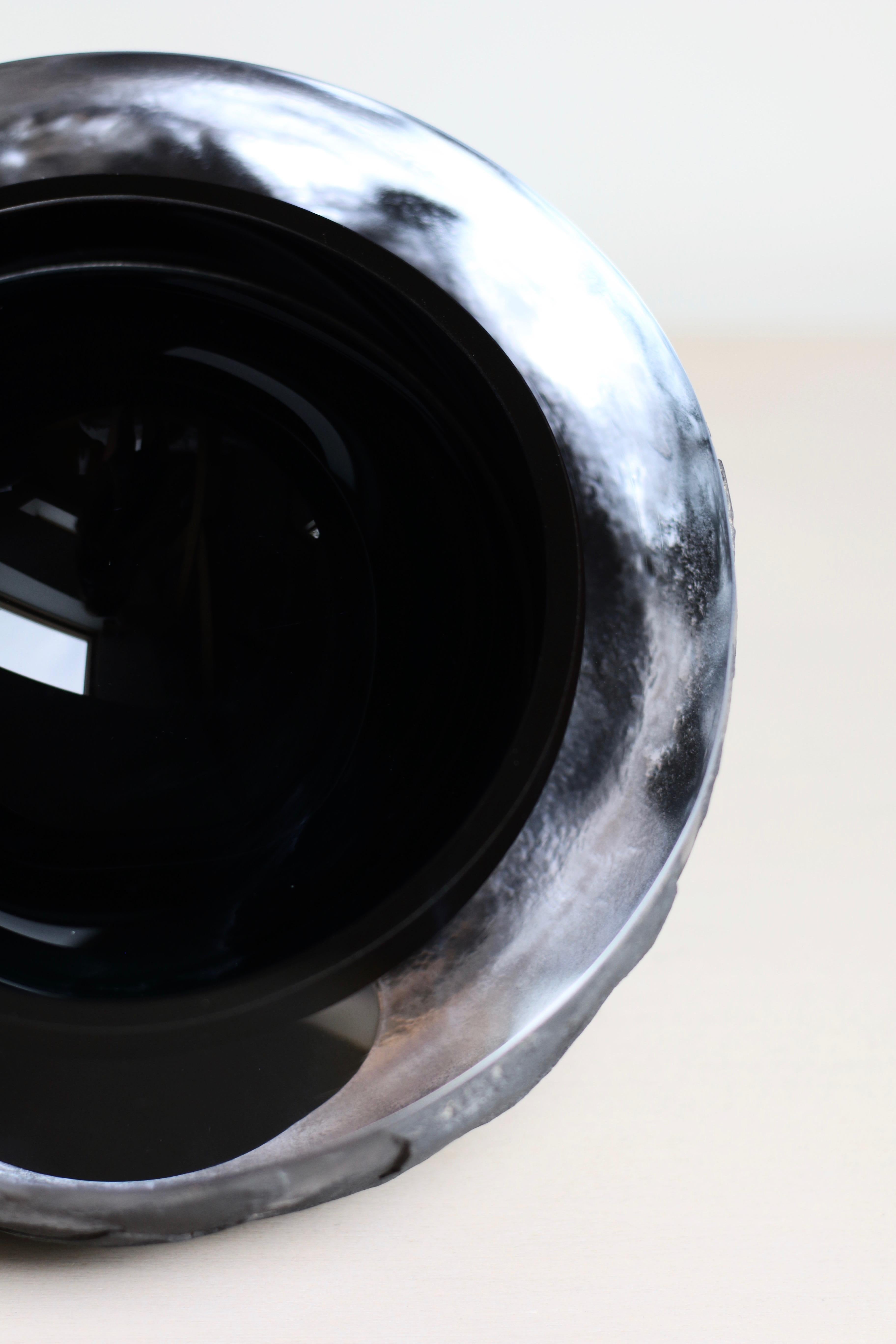 Art Glass 'Mother Creation' Lava Black Glass Art Object  For Sale