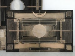 'Mother Creation' from Orb Series Ink Painting on Oak Wood, 2016