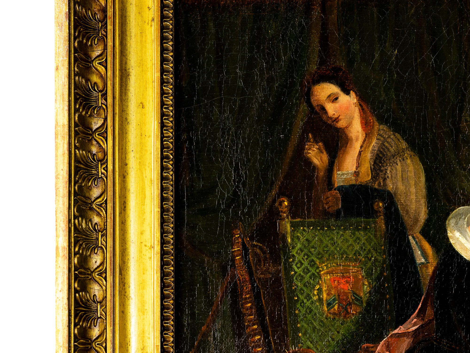 Romantik-Gemälde, Mutter-Tochterin von Jean Augustin Franquelin, 19. Jahrhundert (Leinwand) im Angebot