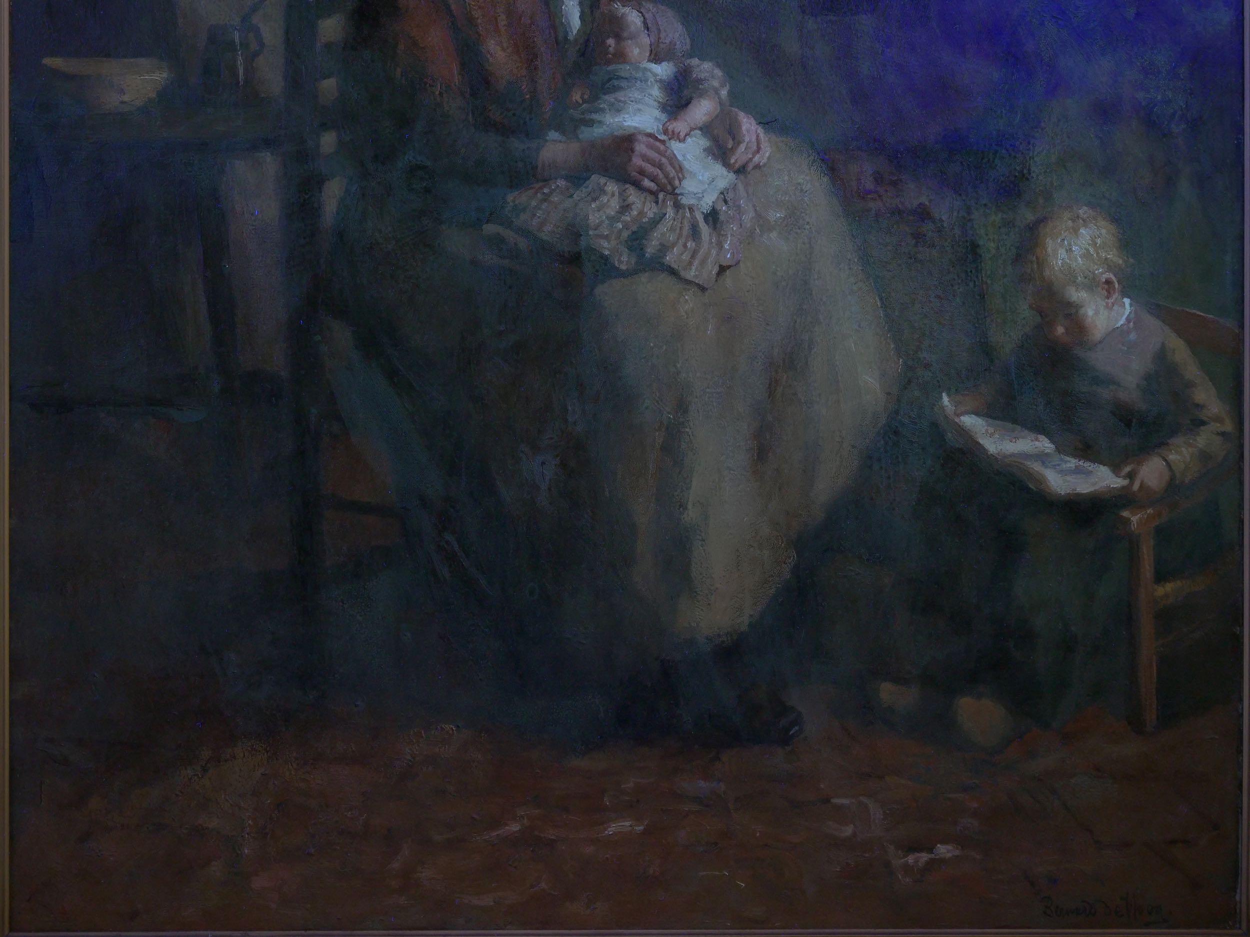 “Mother & Her Children” Interior Painting by Bernard de Hoog, 'Dutch' 11