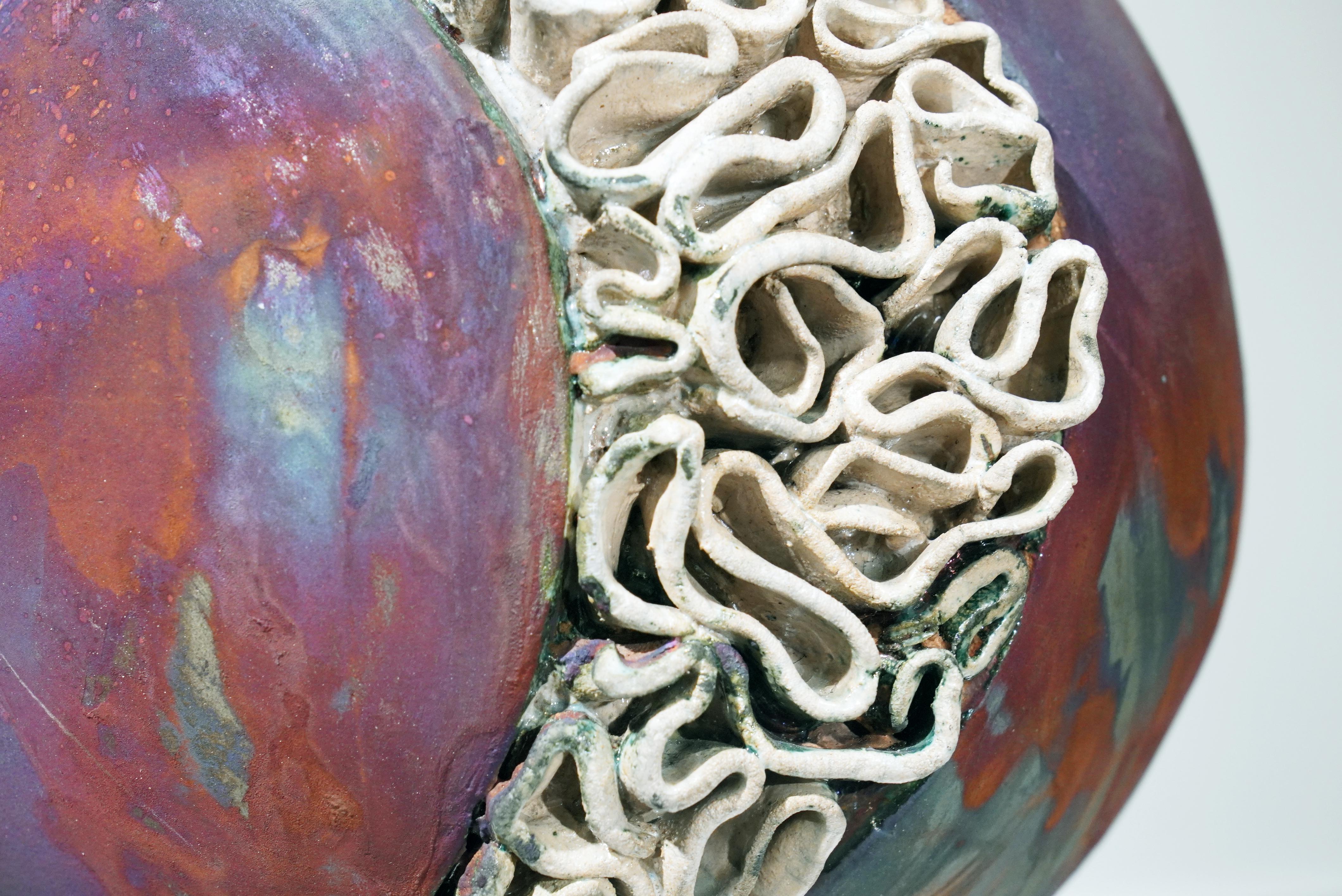 Fired Mother - life magnified collection raku ceramic pottery sculpture by Adil Ghani For Sale