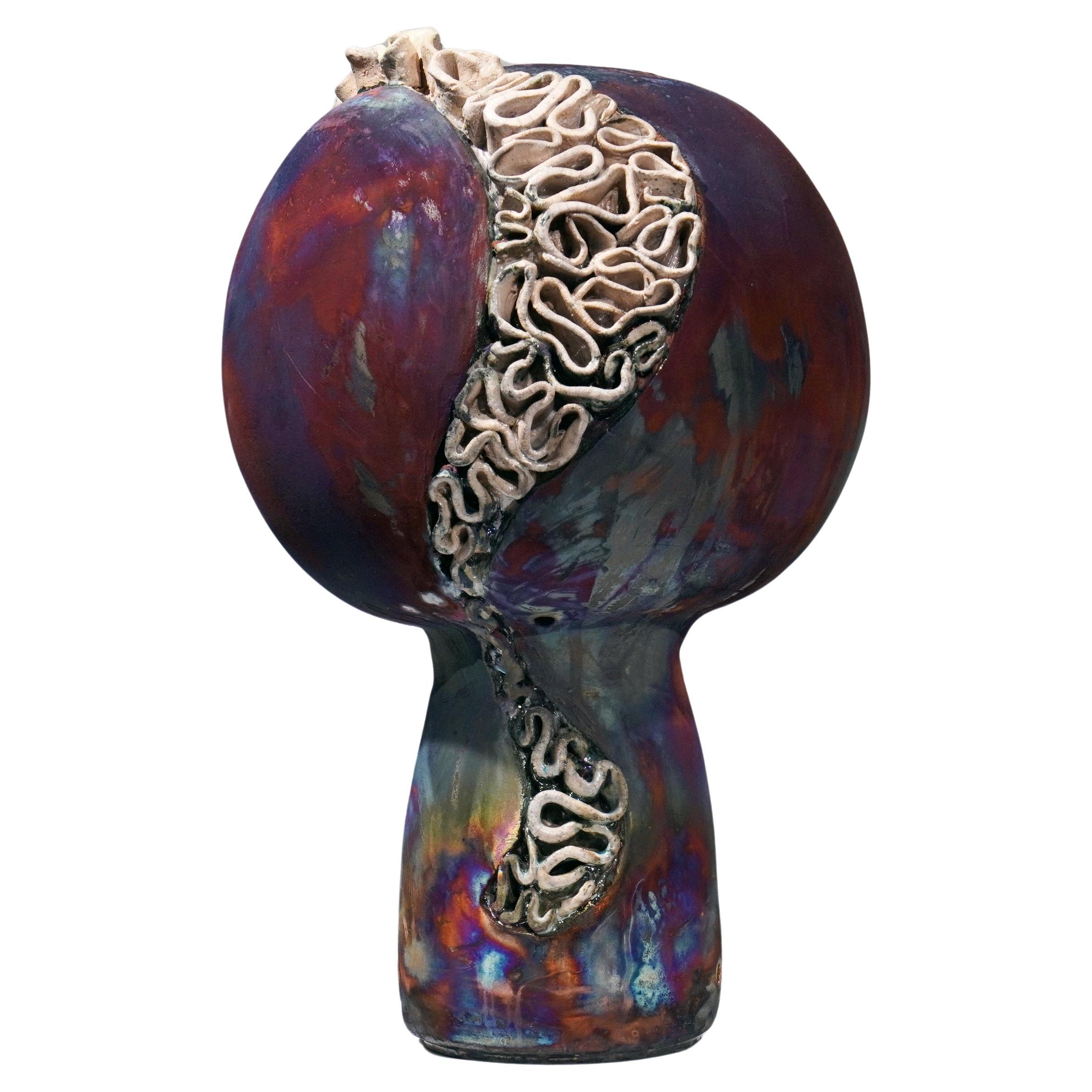 Mère - vie agrandie collection raku céramique sculpture d'Adil Ghani en vente