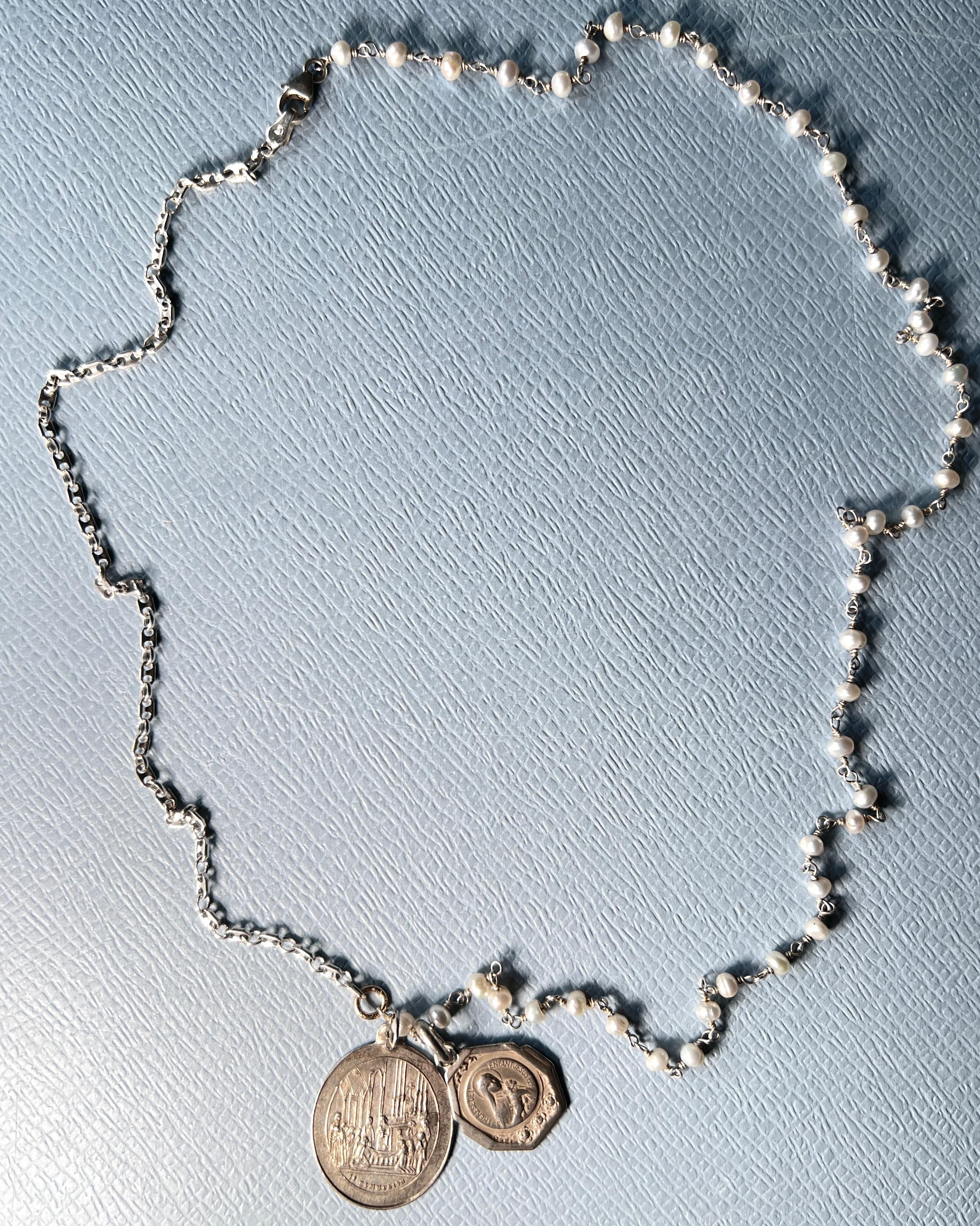 Early Victorian Mother Medal Chain Necklace Vintage