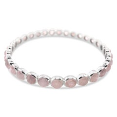 Mother Nature's Candy Bangle Bracelet in Sterling Silver with Rose Quartz