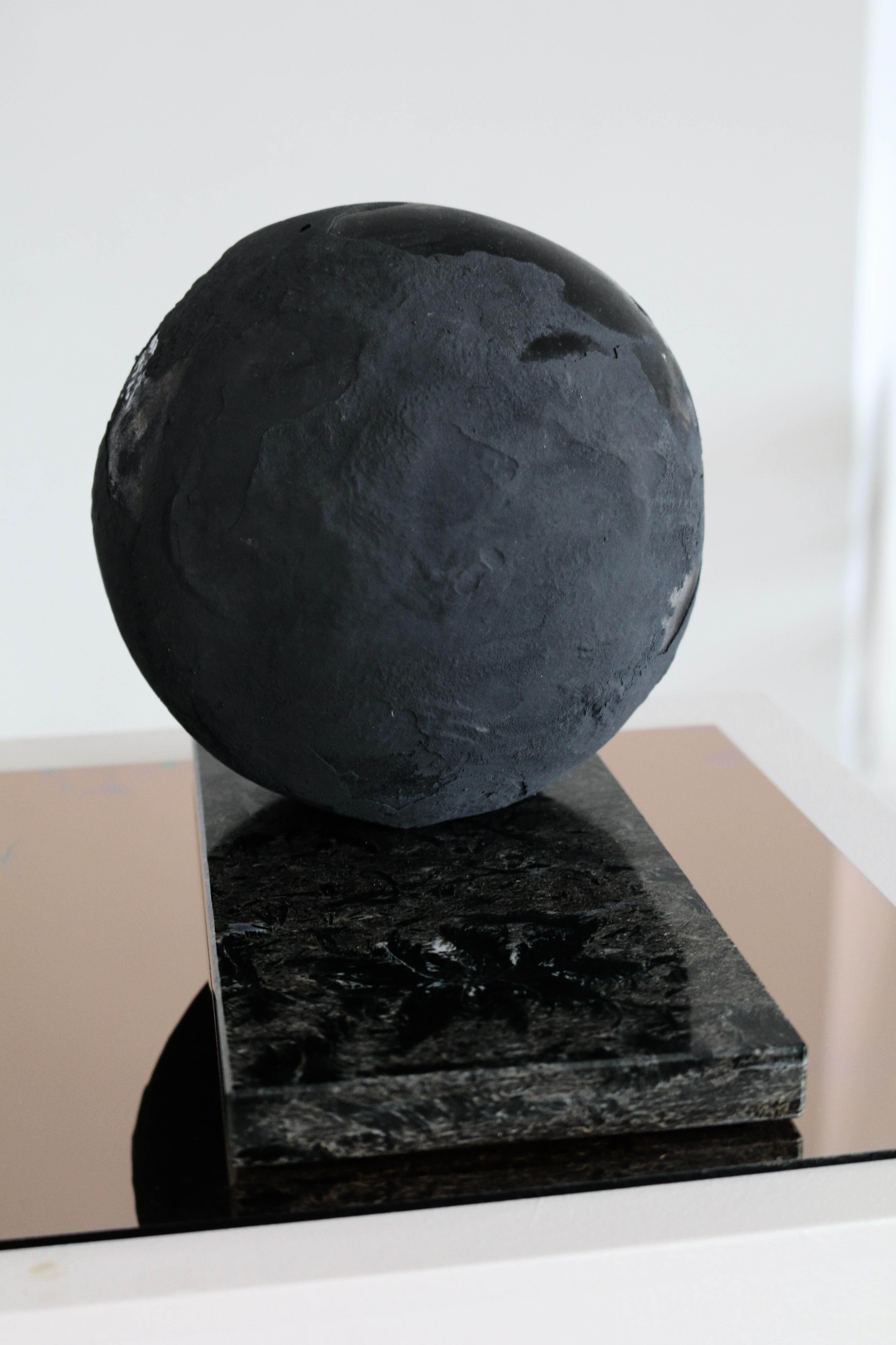 Hand-Crafted 'Mother Night Sky' Vase Raw Black on Marble 