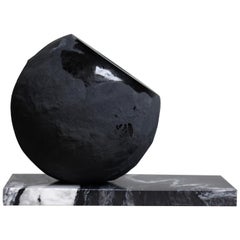 'Mother Night Sky' Vase Raw Black on Marble