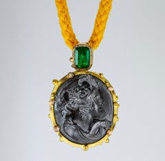 "Mother Of Dragons" Pendant -Binliang.A.P- Emerald 18k Gold and Blackened Silver