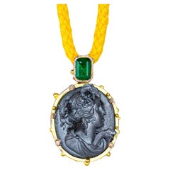 "Mother Of Dragons" Pendant -Binliang.A.P- Emerald 18k Gold and Blackened Silver