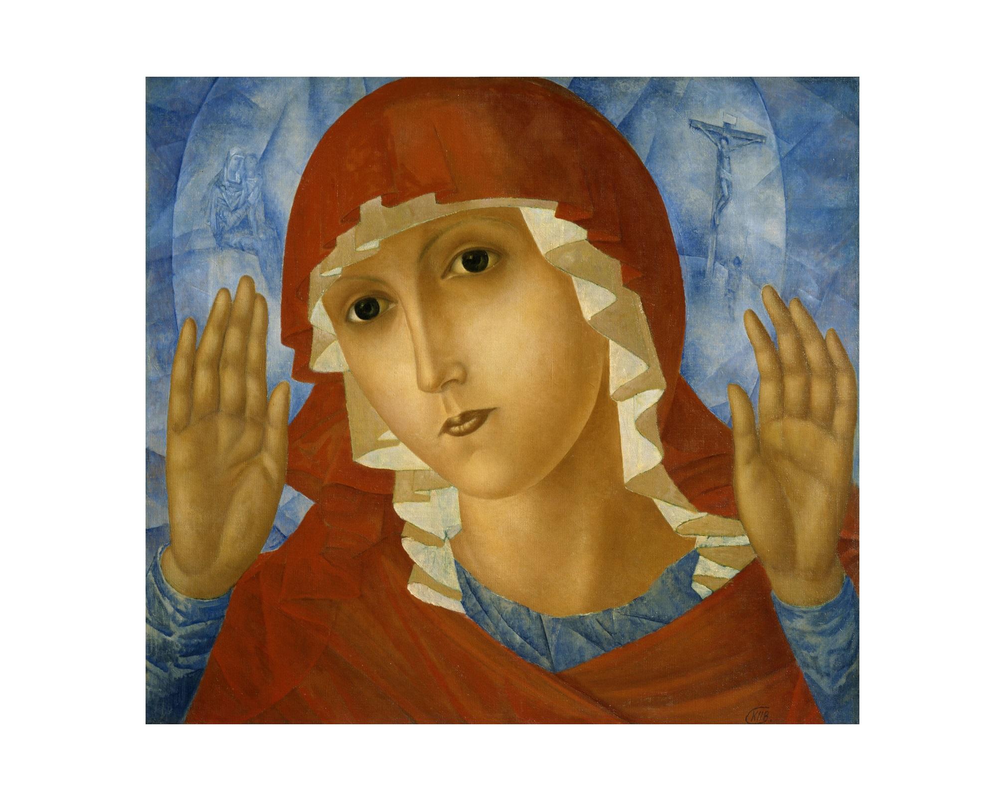 Russian Mother of God, After Expressionist Oil Painting by Kuzma Petrov-Vodkin For Sale