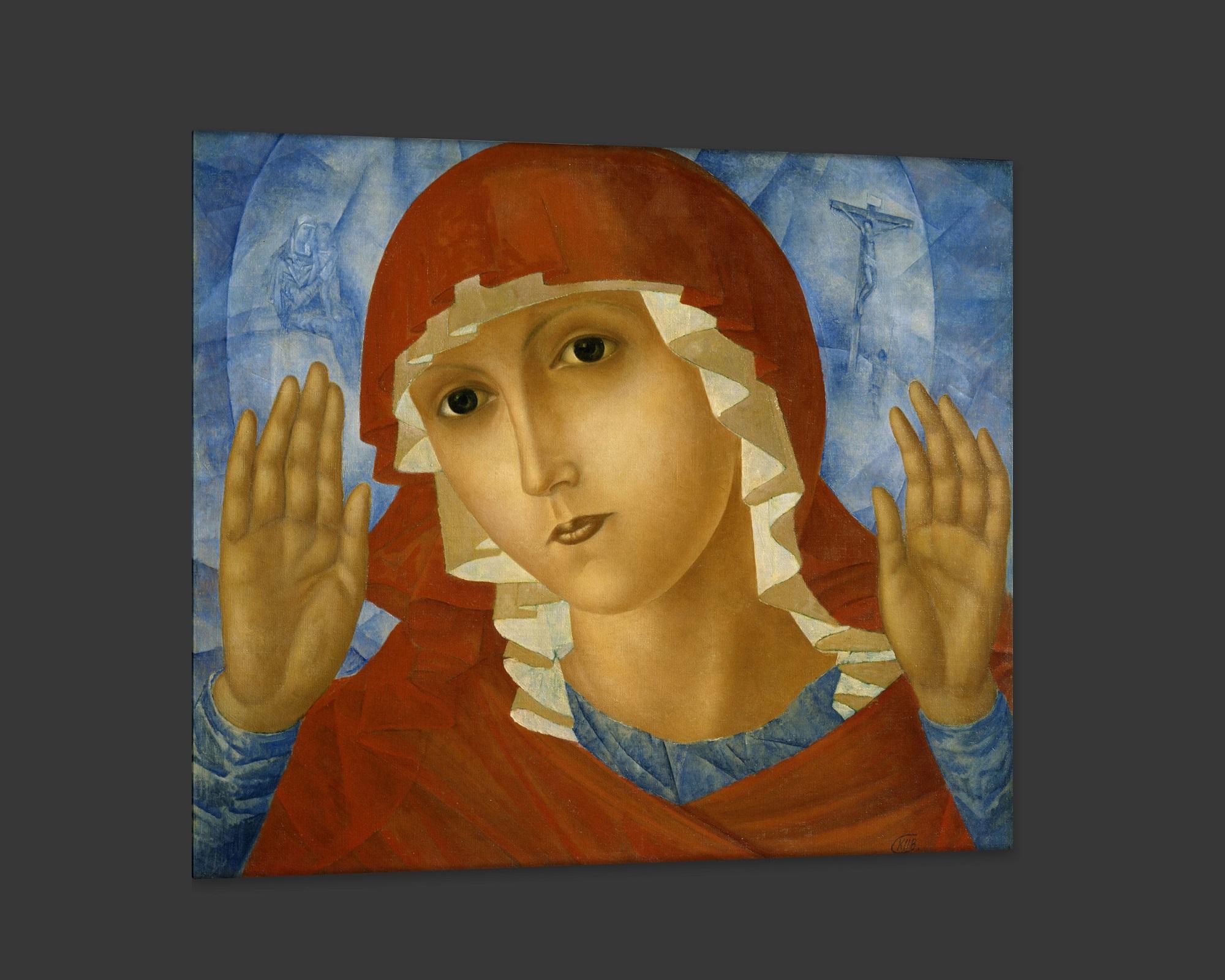 Mother of God, After Expressionist Oil Painting by Kuzma Petrov-Vodkin In New Condition For Sale In Fairhope, AL