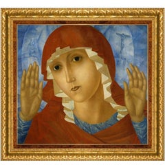 Mother of God, After Expressionist Oil Painting by Kuzma Petrov-Vodkin