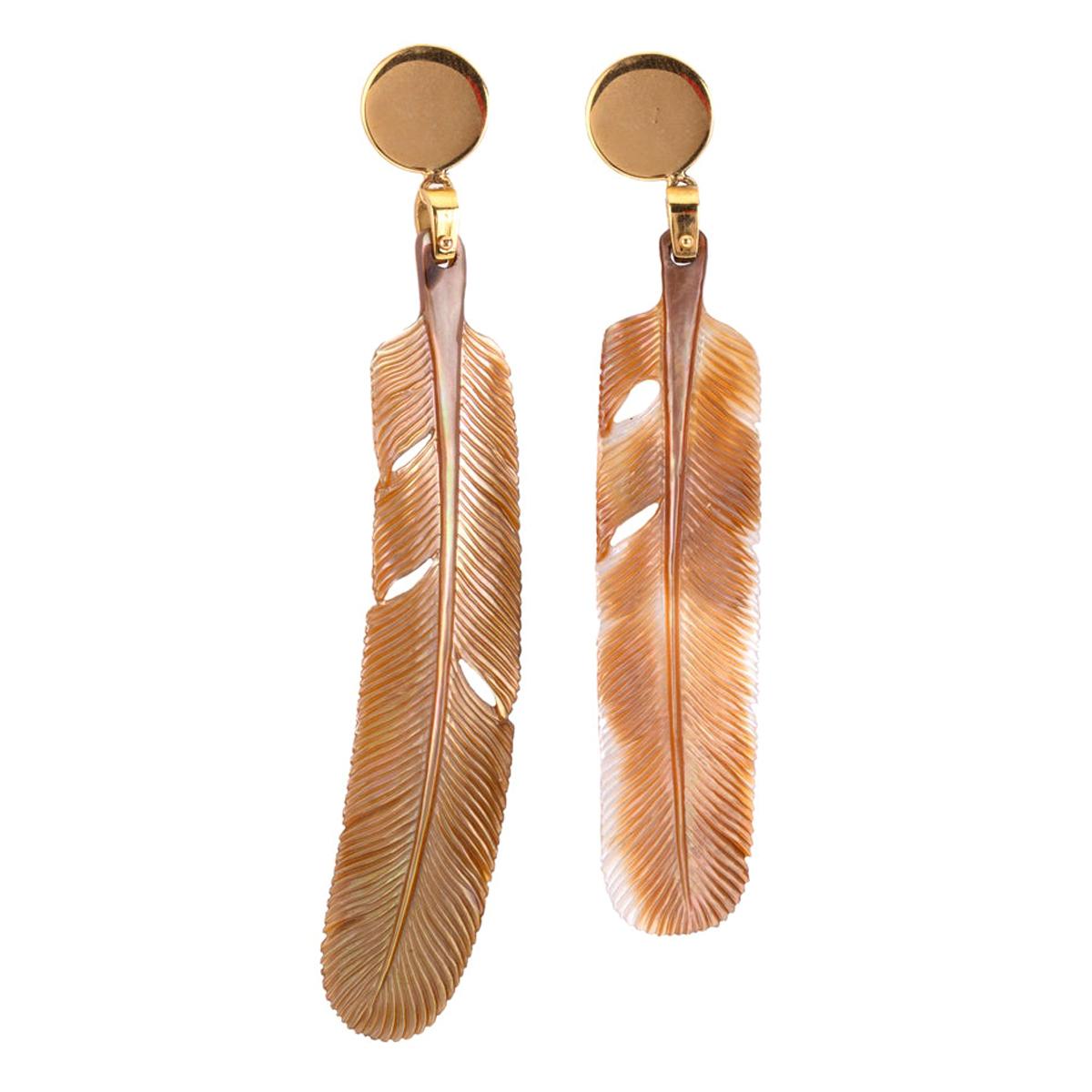 Mother of Pearl 18 Karat Gold Earrings For Sale