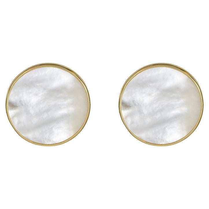 Perlmutt-Ohrringe aus 18 Karat Gold über Silber im Angebot