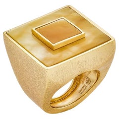 Mother of Pearl 18K Gold Plated Ring Italian Made