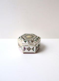 Mother of Pearl Abalone Seashell Jewelry Box, Moorish Design Style, ca. 20th C