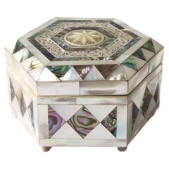 Mother of Pearl Abalone Seashell Jewelry Box, Moorish Design Style, ca. 20th C