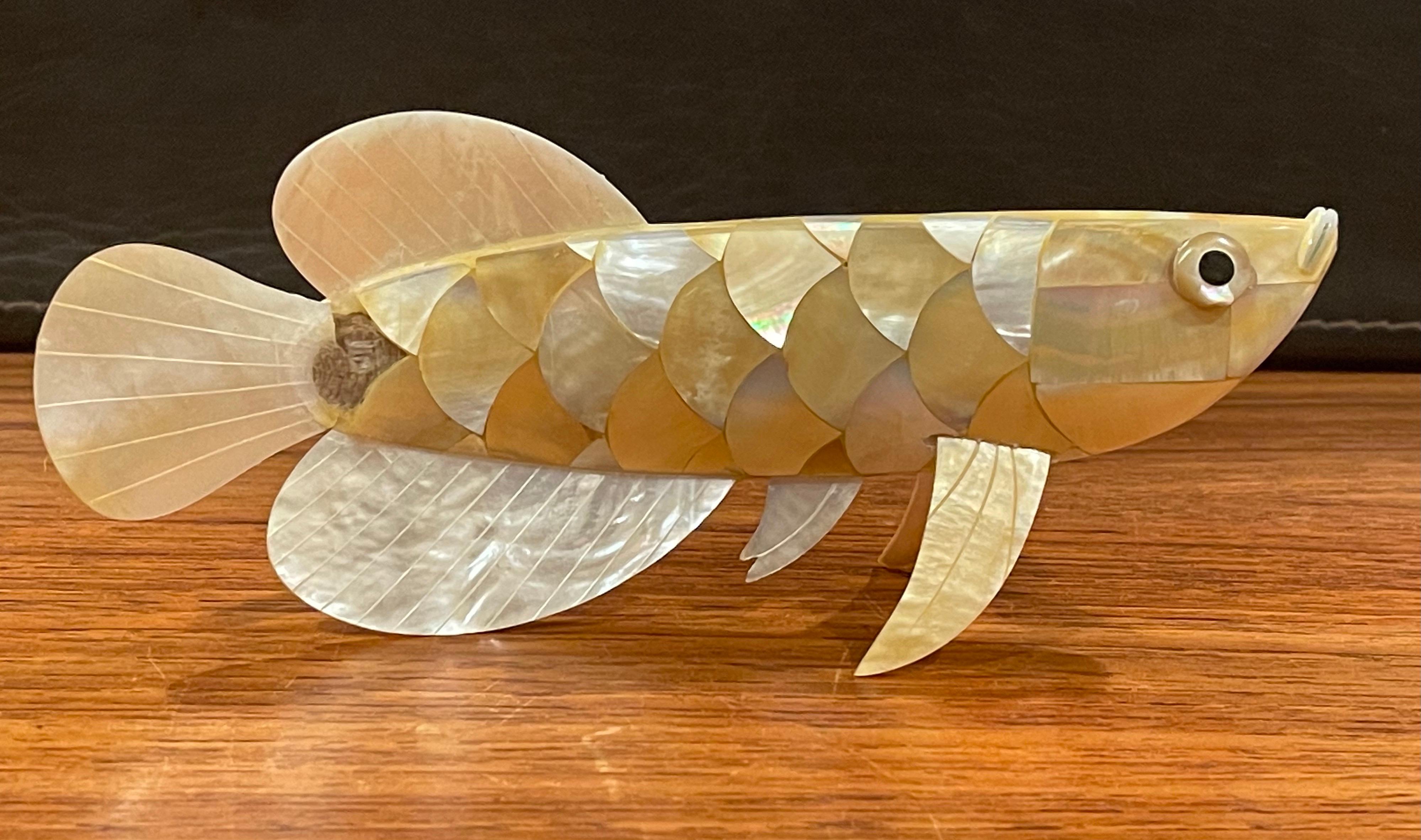Mother of Pearl / Abalone Shell Fish Sculpture In Good Condition For Sale In San Diego, CA