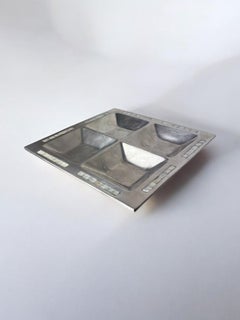 Centre de table en nacre et aluminium, Italie, années 1970