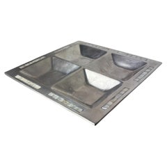 Centre de table en nacre et aluminium, Italie, années 1970