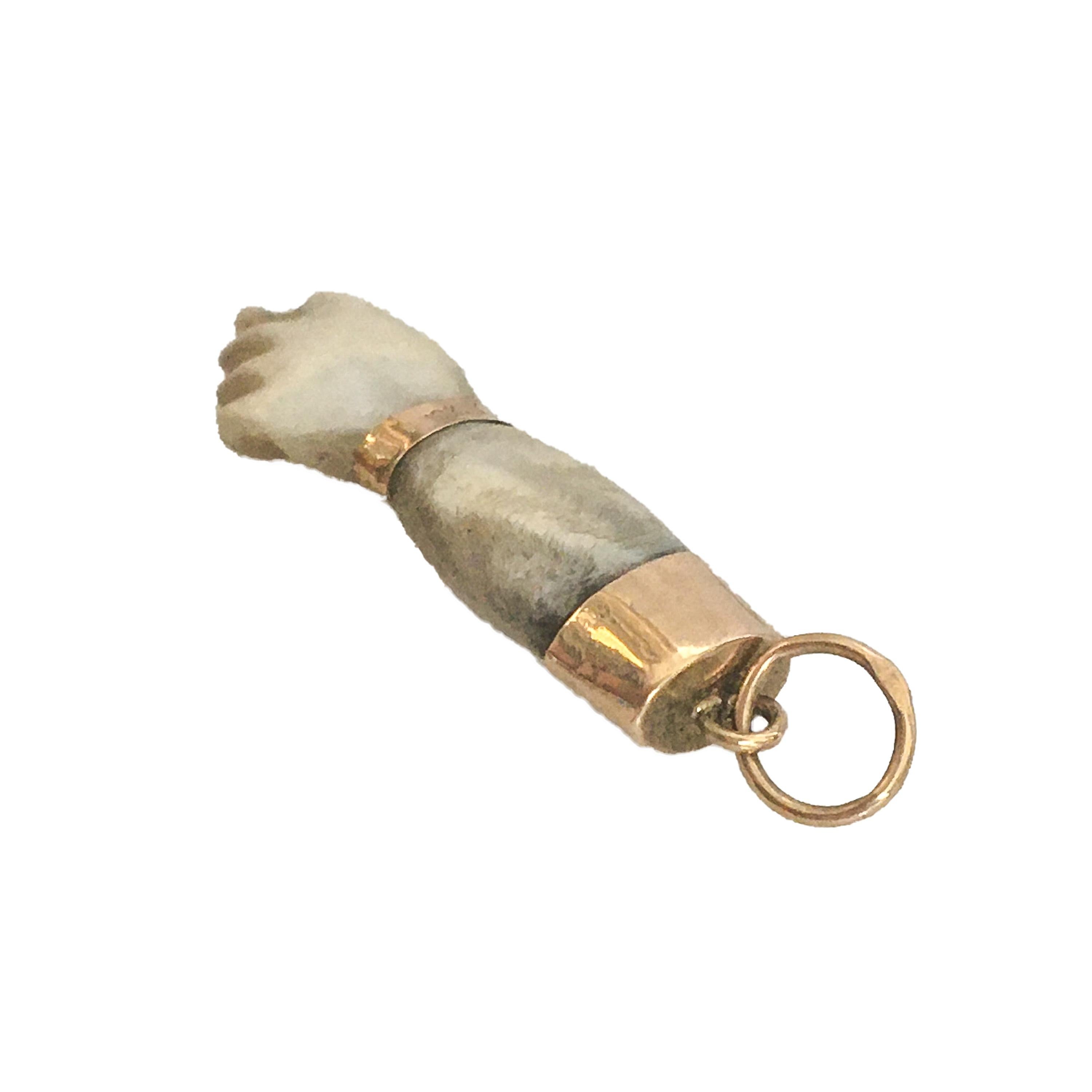 Revival Mano Figa Mother of Pearl 14 Karat Gold Charm Pendant