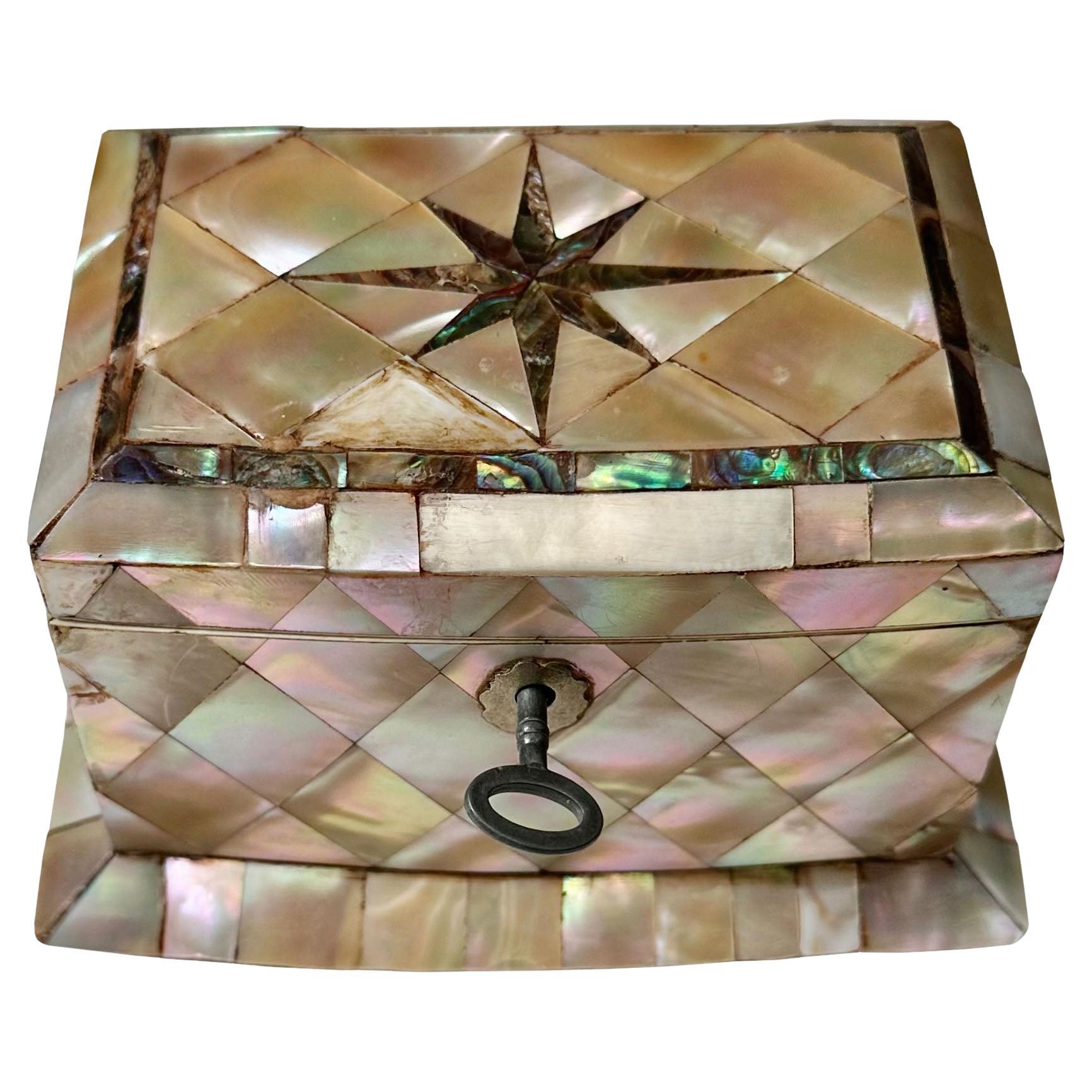 Mother Of Pearl And Abalone Tea Caddy For Sale