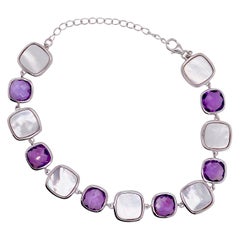 Pulsera de eslabones de nácar y amatista